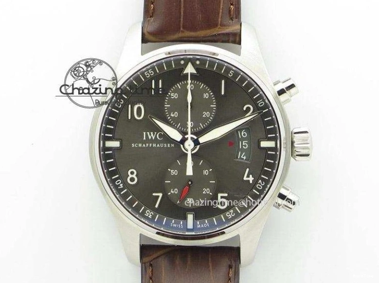 MIROTIME 0131 Youthful Pilot Chrono RG 3878 Gray Dial on Light Brown Leather Strap A 7394